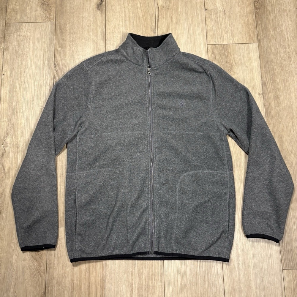 Izod Men's Medium Gray Zip-Up Fleece Sweater Full Zip Pockets
